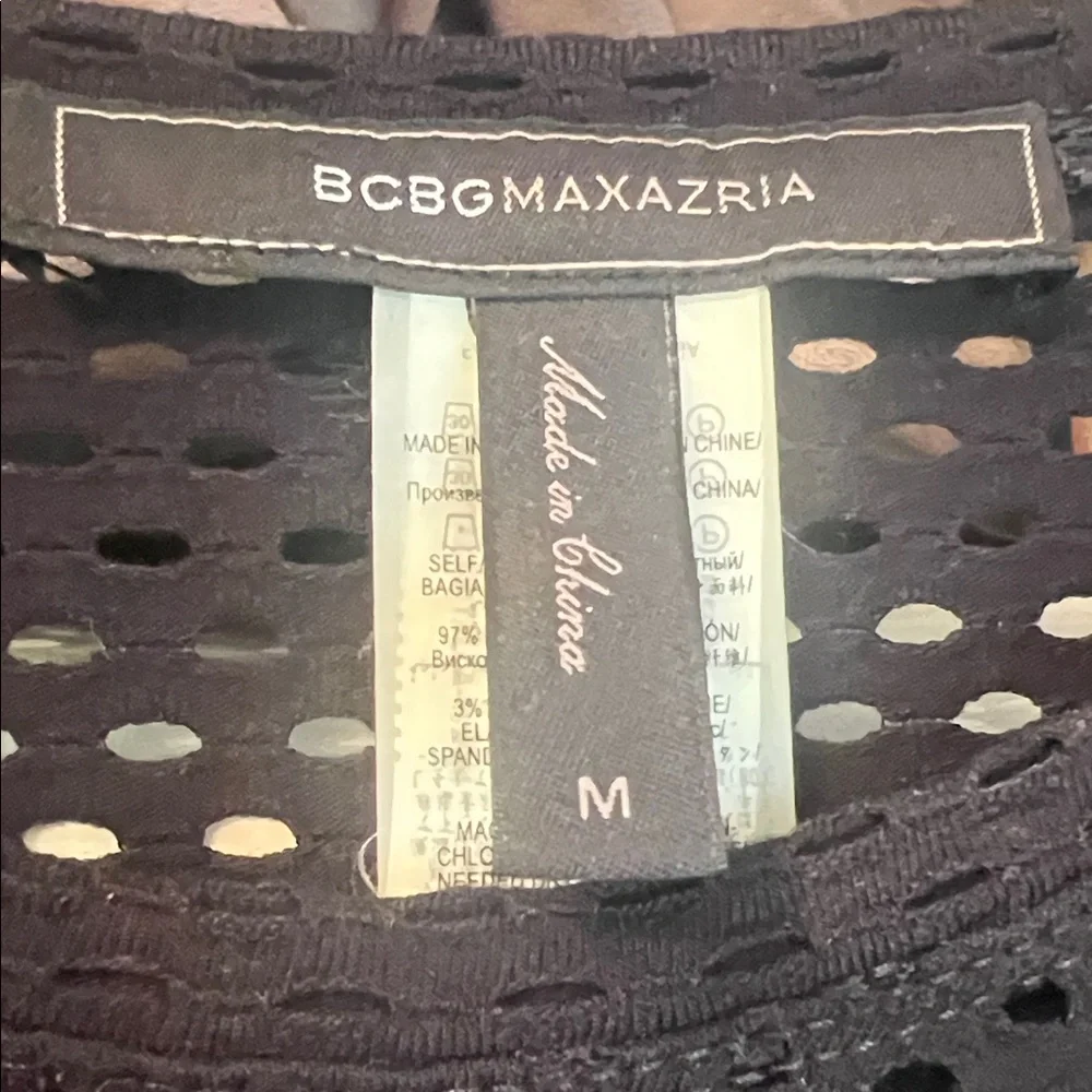 BCBGMaxAzria Black Perforated Long Sleeve Top - Picture 3 of 5